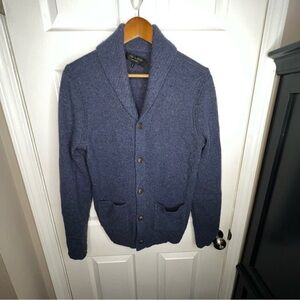 Rag & Bone Men’s Small Blue 100% Wool Cardiff Cardigan Shawl Sweater Jacket S